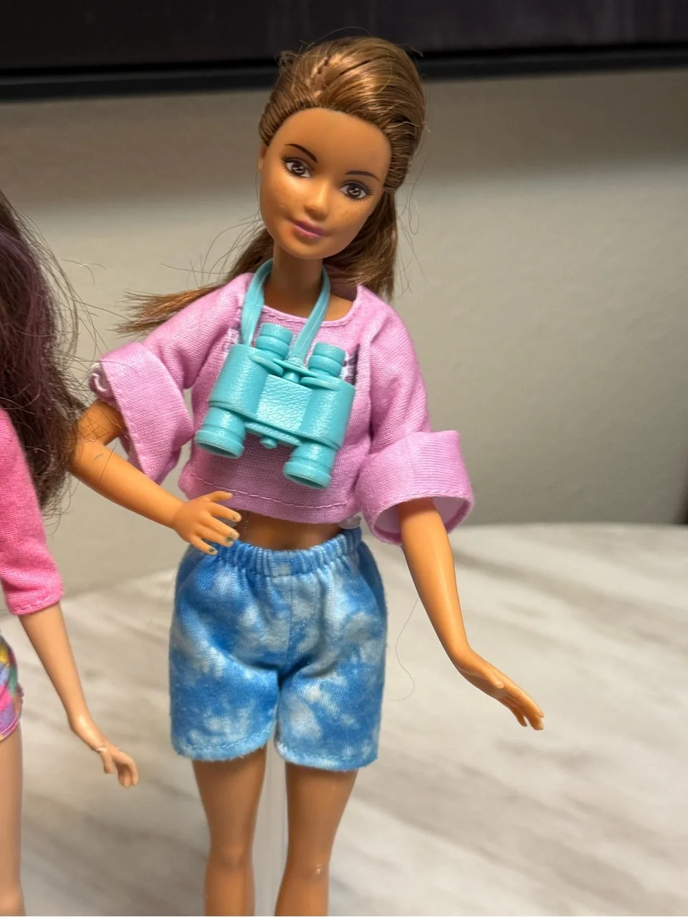 Barbie Mattel Skipper & Petite Barbie dolls in outfits & binoculars